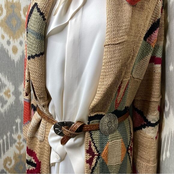 Ralph Lauren Handknit Southwestern Indian Blanket Patchwork Cardigan Sweater - Picture 9 of 16